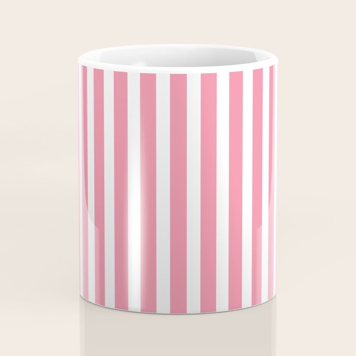 Rose Pink & White Cabana Stripe Coffee Mug Gallery Image 4