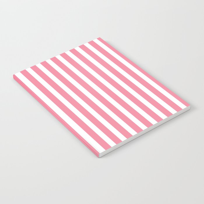 Rose Pink & White Cabana Stripe Notebook Gallery Image 1