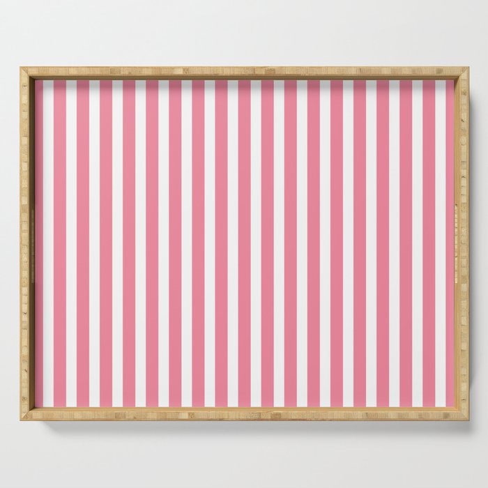 Rose Pink & White Cabana Stripe Serving Tray Gallery Image 1