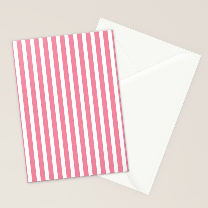 Rose Pink & White Cabana Stripe Stationery Card Gallery Image 2