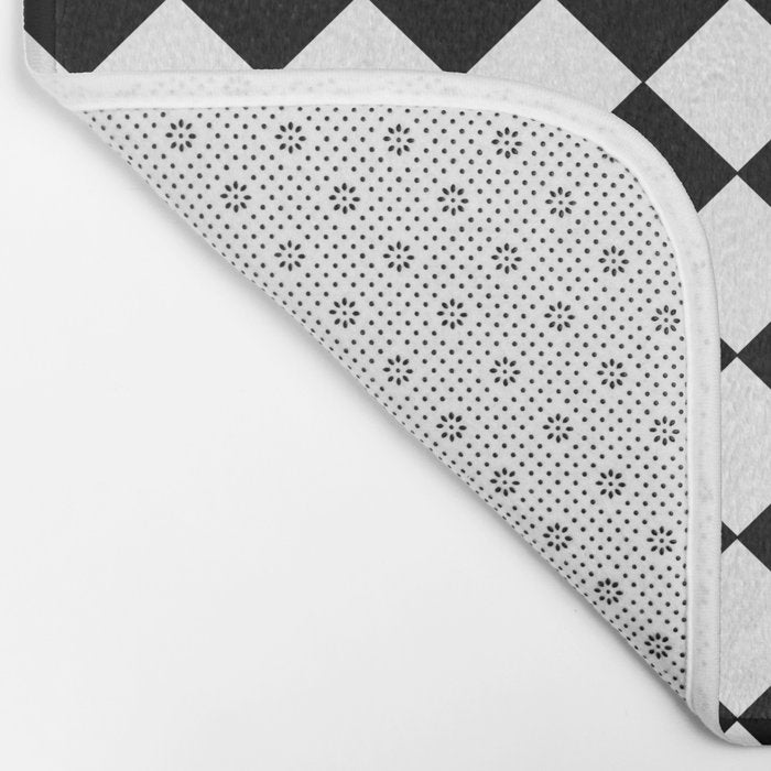 Black and white diamond shape,check,chess pattern  Bath Mat Gallery Image 2
