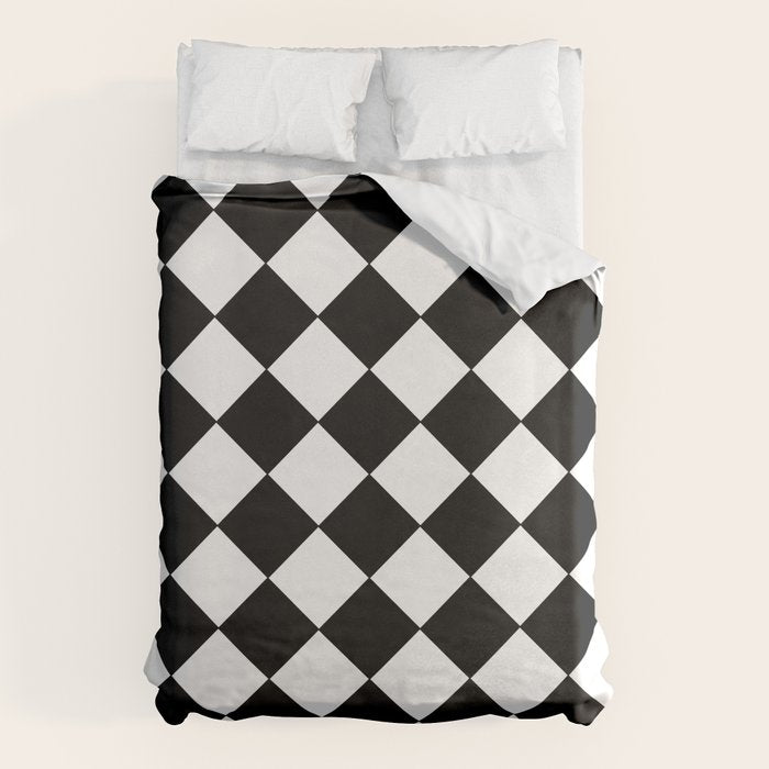 Black and white diamond shape,check,chess pattern  Duvet Cover Gallery Image 1