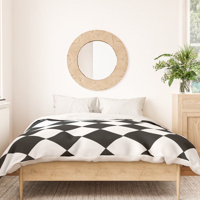 Black and white diamond shape,check,chess pattern  Duvet Cover Gallery Image 3