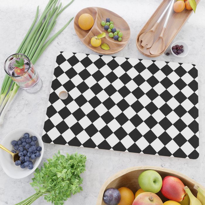 Black and white diamond shape,check,chess pattern  Cutting Board Gallery Image 2