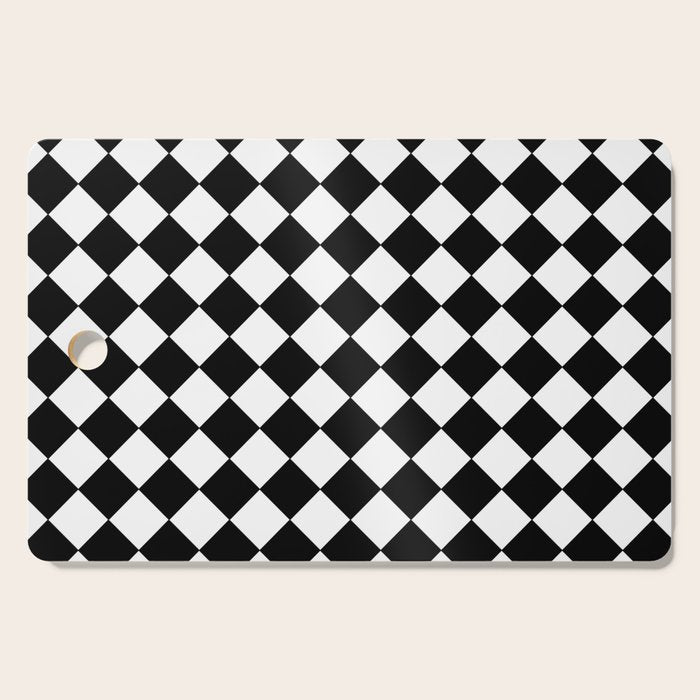 Black and white diamond shape,check,chess pattern  Cutting Board Gallery Image 1