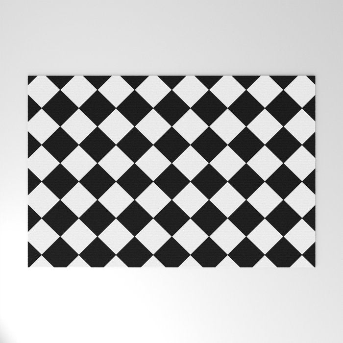 Black and white diamond shape,check,chess pattern  Welcome Mat Gallery Image 1