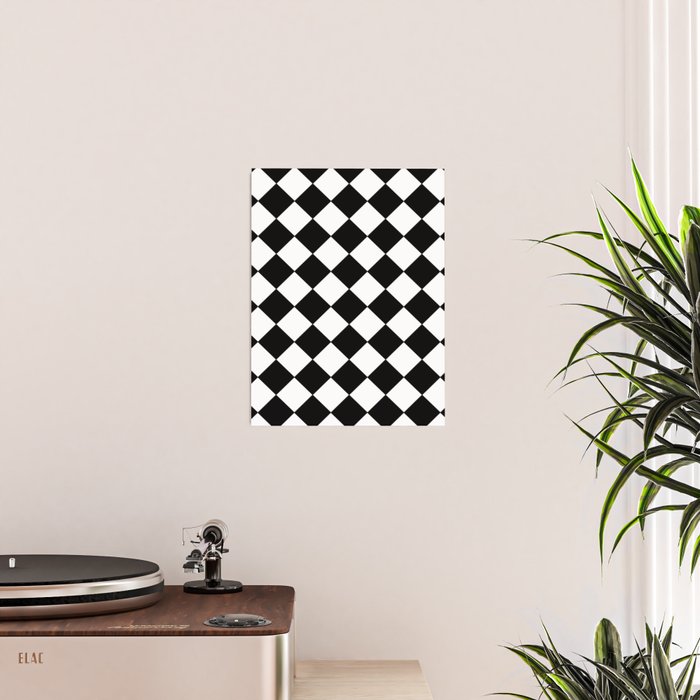 Black and white diamond shape,check,chess pattern  Poster Gallery Image 2