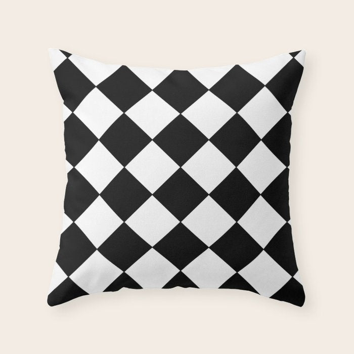 Black and white diamond shape,check,chess pattern  Throw Pillow Gallery Image 6