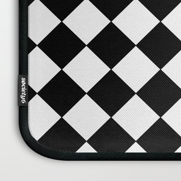 Black and white diamond shape,check,chess pattern  Laptop Sleeve Gallery Image 3