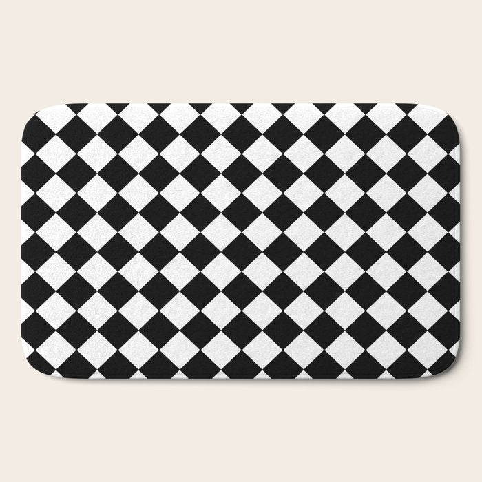 Black and white diamond shape,check,chess pattern  Bath Mat Gallery Image 2