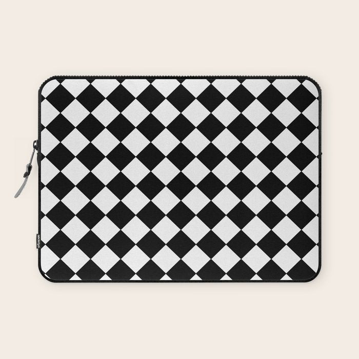 Black and white diamond shape,check,chess pattern  Laptop Sleeve Gallery Image 1