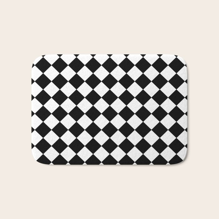 Black and white diamond shape,check,chess pattern  Bath Mat Gallery Image 1
