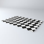Black and white diamond shape,check,chess pattern  Rug Gallery Image 3