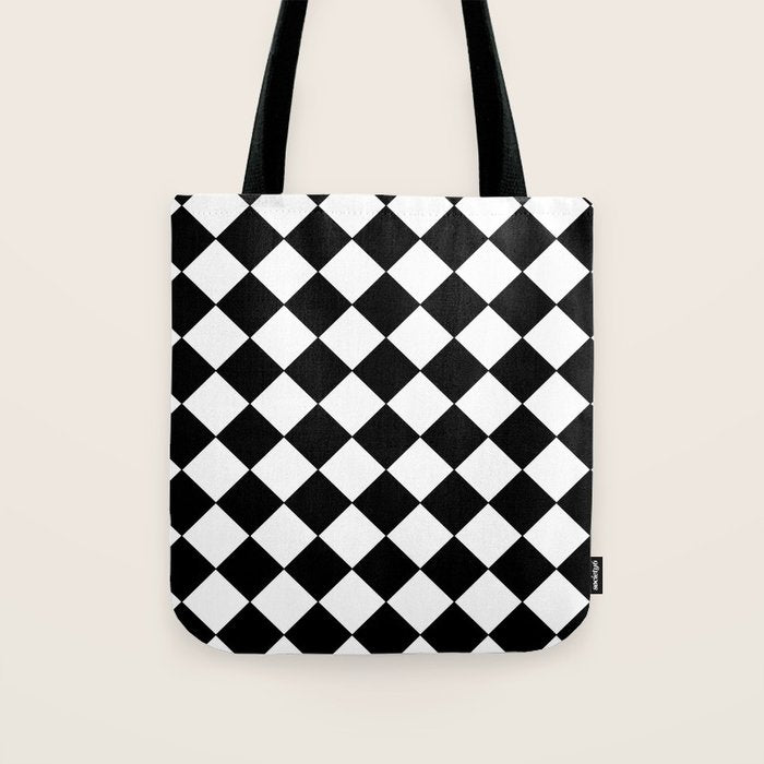 Black and white diamond shape,check,chess pattern  Tote Bag Gallery Image 1