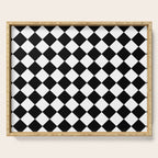 Black and white diamond shape,check,chess pattern  Serving Tray Gallery Image 1