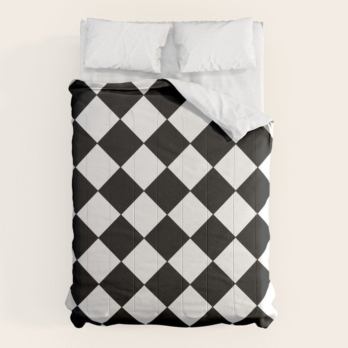 Black and white diamond shape,check,chess pattern  Comforter Gallery Image 1