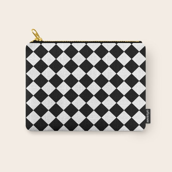 Black and white diamond shape,check,chess pattern  Carry All Pouch Gallery Image 1