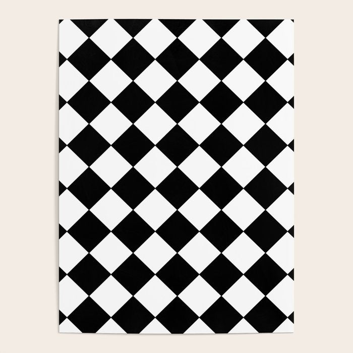 Black and white diamond shape,check,chess pattern  Poster Gallery Image 1