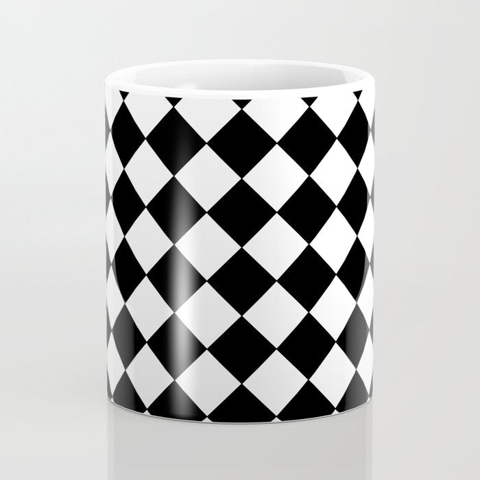 Black and white diamond shape,check,chess pattern  Coffee Mug Gallery Image 4