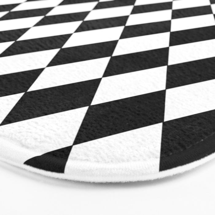 Black and white diamond shape,check,chess pattern  Bath Mat Gallery Image 3