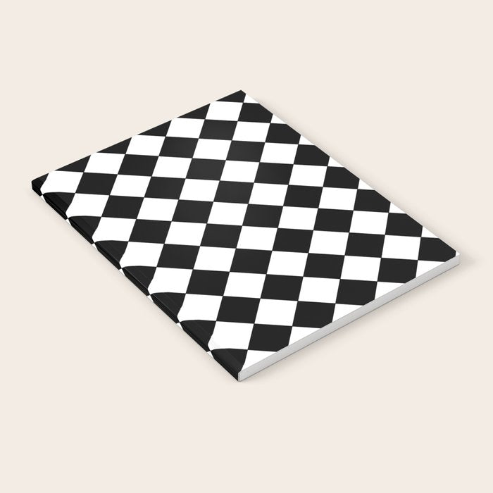 Black and white diamond shape,check,chess pattern  Notebook Gallery Image 2
