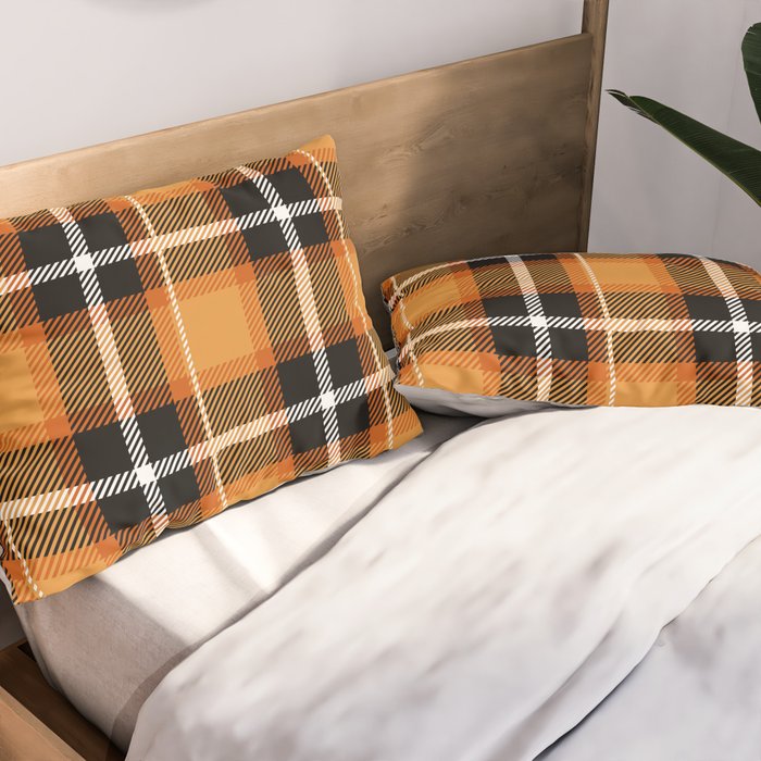 Orange + Black Plaid Pillow Sham Gallery Image 2