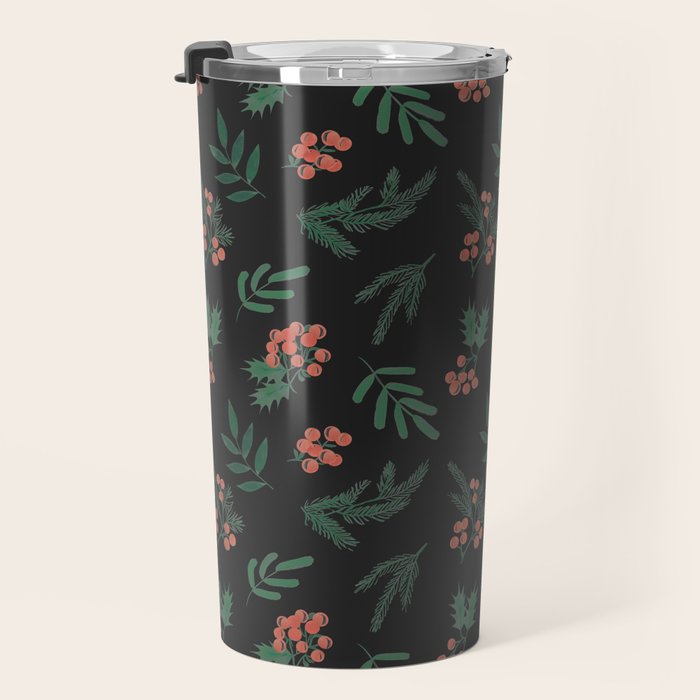 Yuletide Botanical Print Travel Mug Gallery Image 3