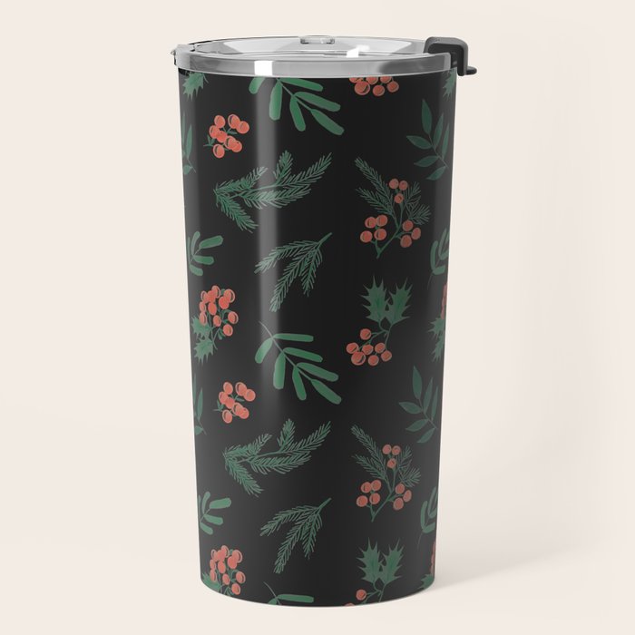 Yuletide Botanical Print Travel Mug Gallery Image 2
