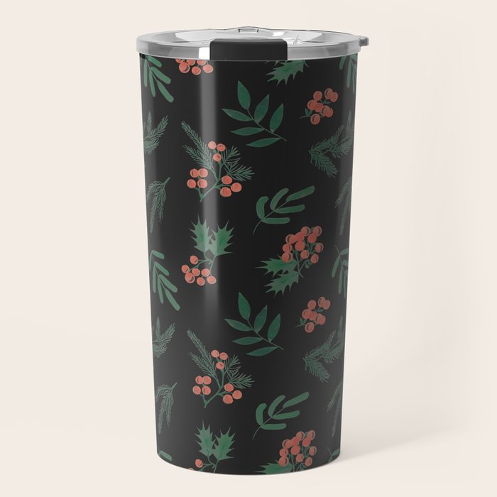 Yuletide Botanical Print Travel Mug Gallery Image 1
