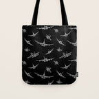 Airplanes on Black Tote Bag Gallery Image 1