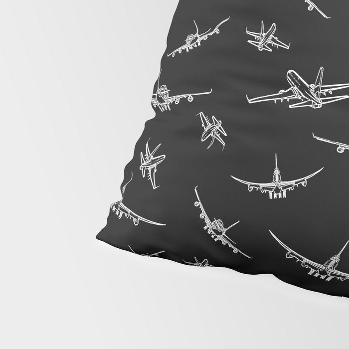 Airplanes on Black Pillow Sham Gallery Image 4