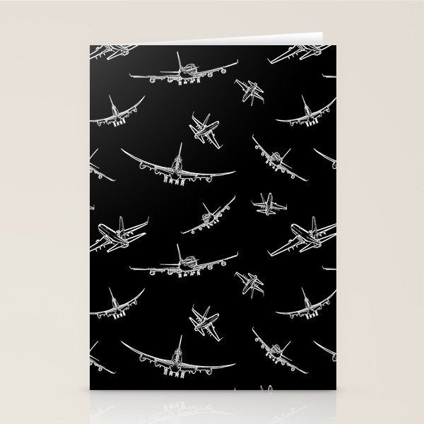 Airplanes on Black Stationery Card Gallery Image 1
