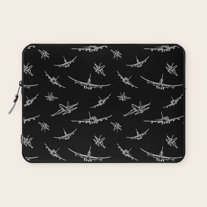 Airplanes on Black Laptop Sleeve Gallery Image 1