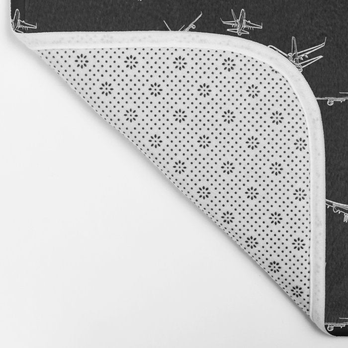 Airplanes on Black Bath Mat Gallery Image 2