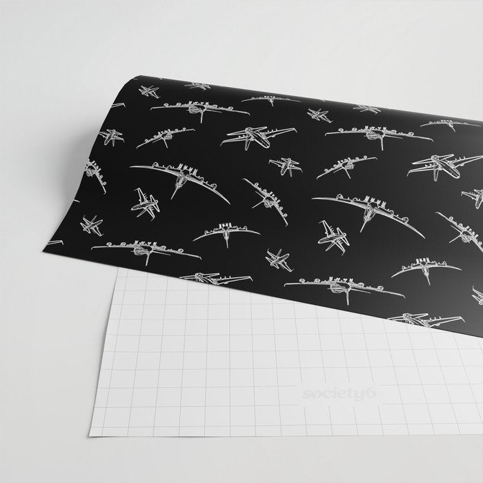 Airplanes on Black Wrapping Paper Gallery Image 2