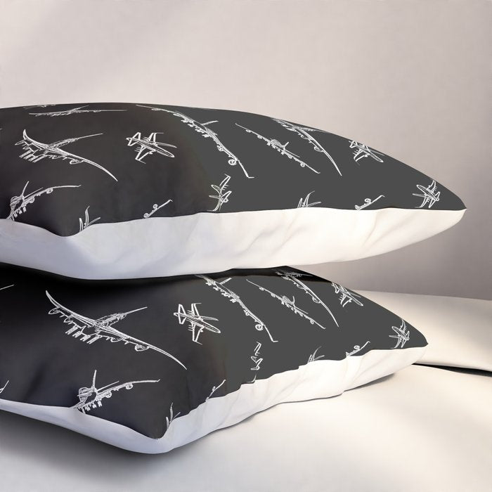 Airplanes on Black Pillow Sham Gallery Image 3