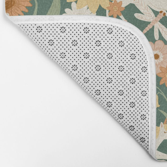 Butterfly Unicorns Frolicking in the Garden - Dark Bath Mat Gallery Image 2