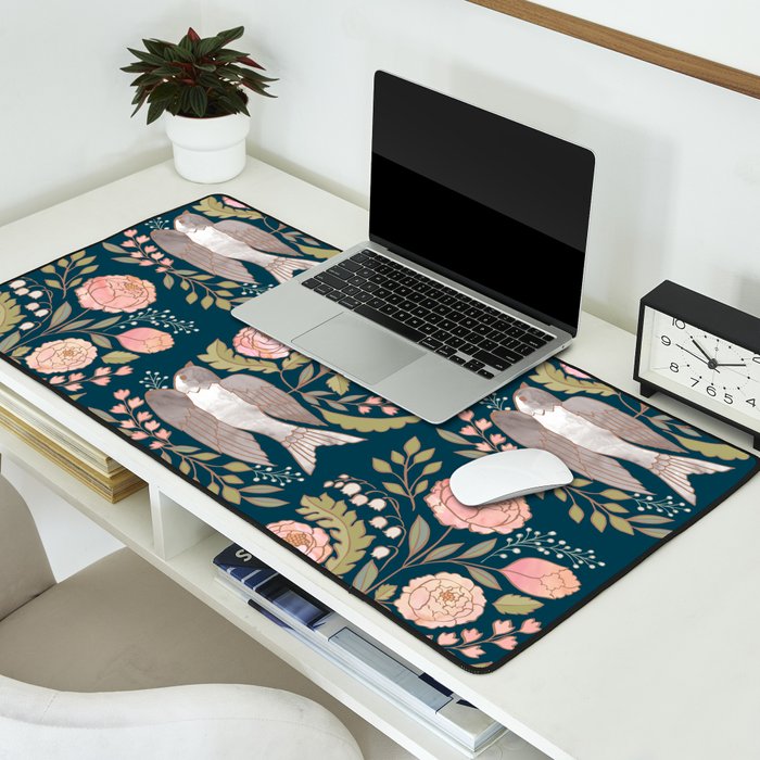 Peony Garden Dove Desk Mat Gallery Image 2