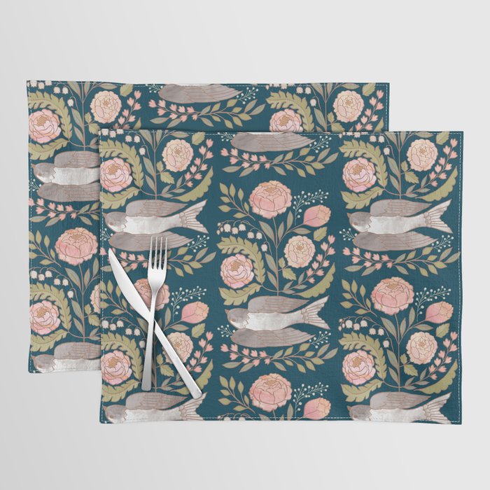 Peony Garden Dove Placemat Gallery Image 1
