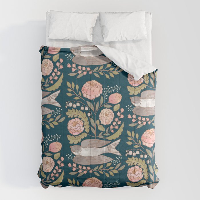 Peony Garden Dove Comforter Gallery Image 6