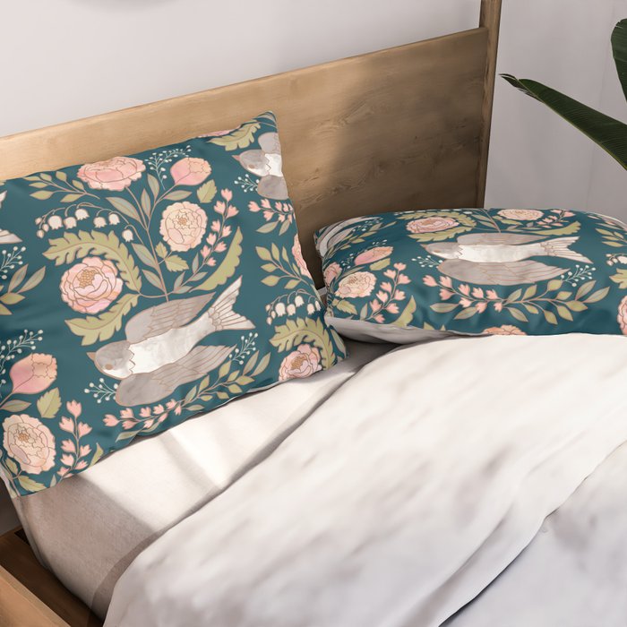 Peony Garden Dove Pillow Sham Gallery Image 2
