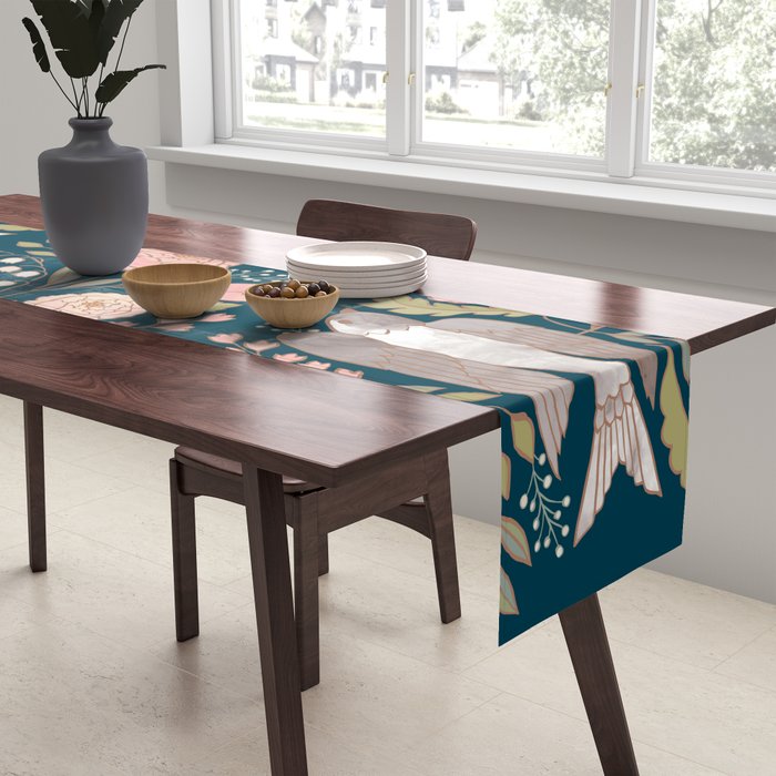 Peony Garden Dove Table Runner Gallery Image 2