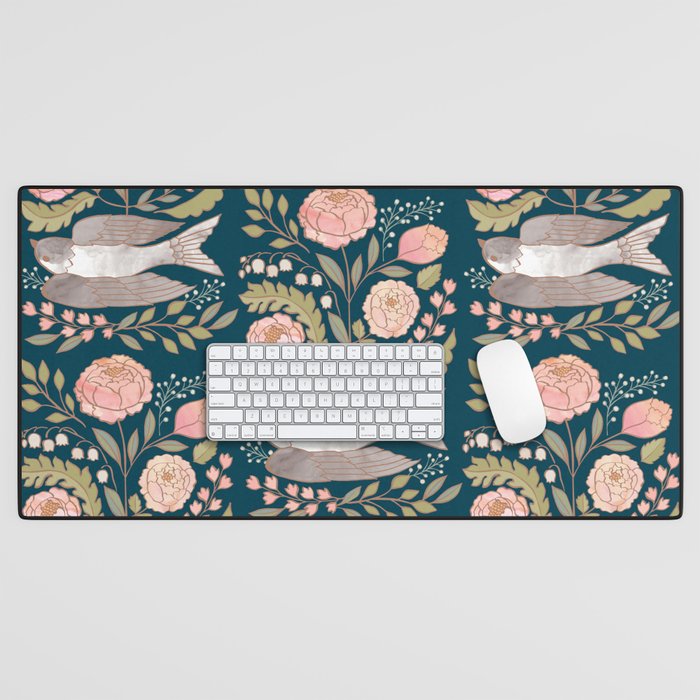 Peony Garden Dove Desk Mat Gallery Image 1