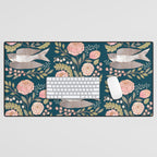 Peony Garden Dove Desk Mat Gallery Image 1