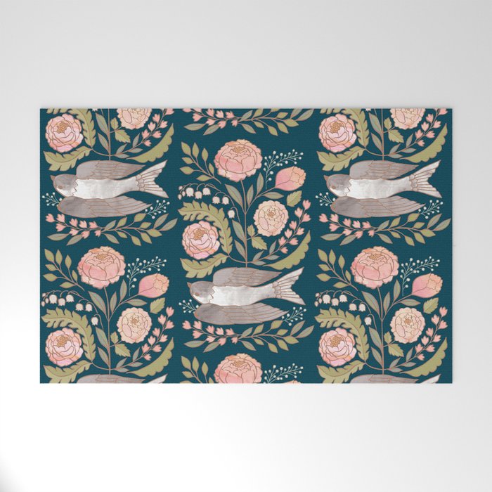Peony Garden Dove Welcome Mat Gallery Image 1