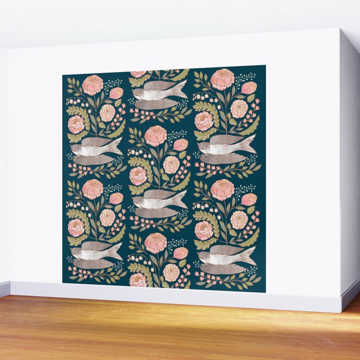 Peony Garden Dove Wall Mural Gallery Image 2