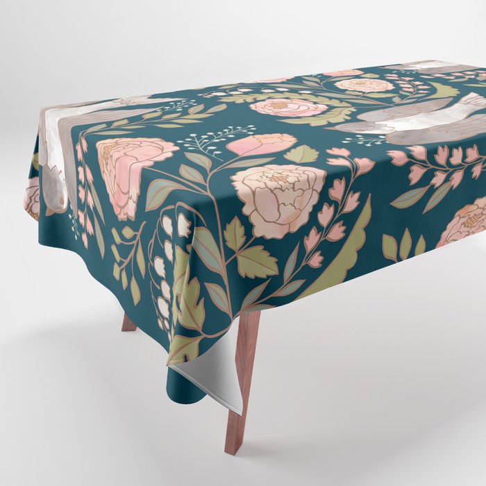 Peony Garden Dove Tablecloth Gallery Image 1