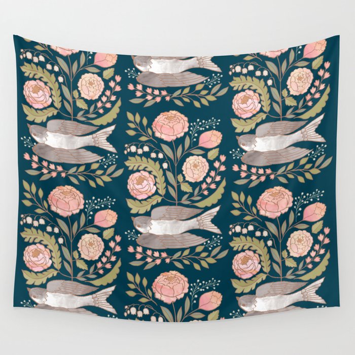 Peony Garden Dove Wall Tapestry Gallery Image 4