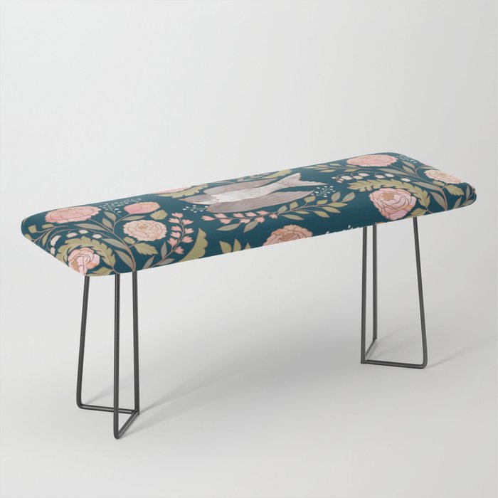Peony Garden Dove Bench