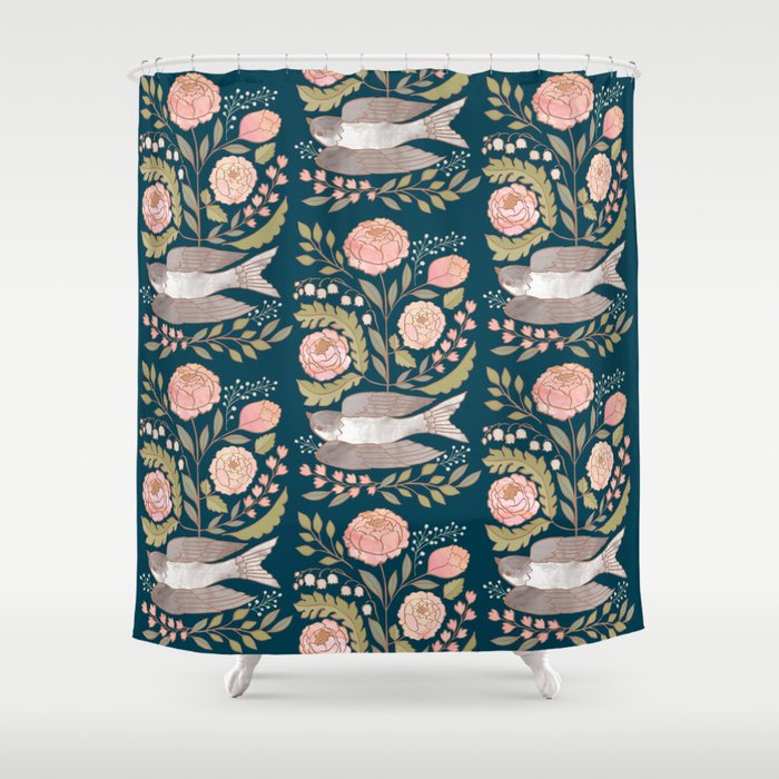 Peony Garden Dove Shower Curtain Gallery Image 1